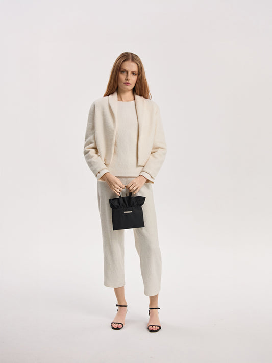 Mini torebka z falbaną czarna