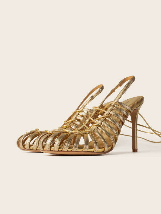 Sandały na obcasie GIGI złote