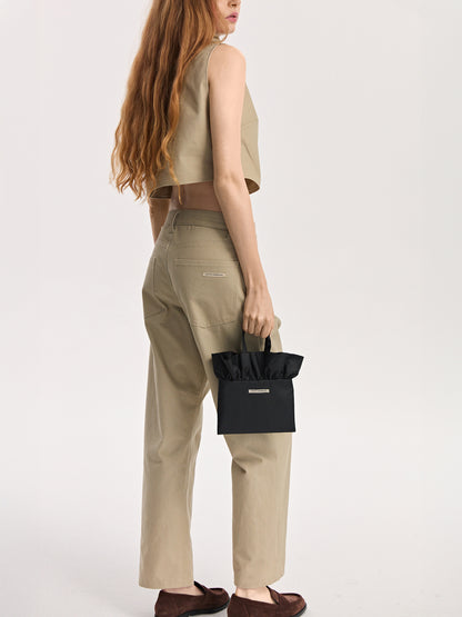 Mini torebka z falbaną czarna