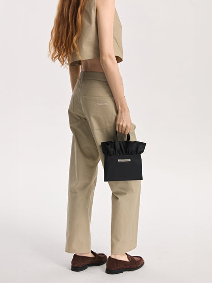 Mini torebka z falbaną czarna