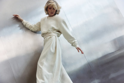 Bluza Typu Cropped z Poszerzoną Linią Ramion LE PUMP Buttermilk