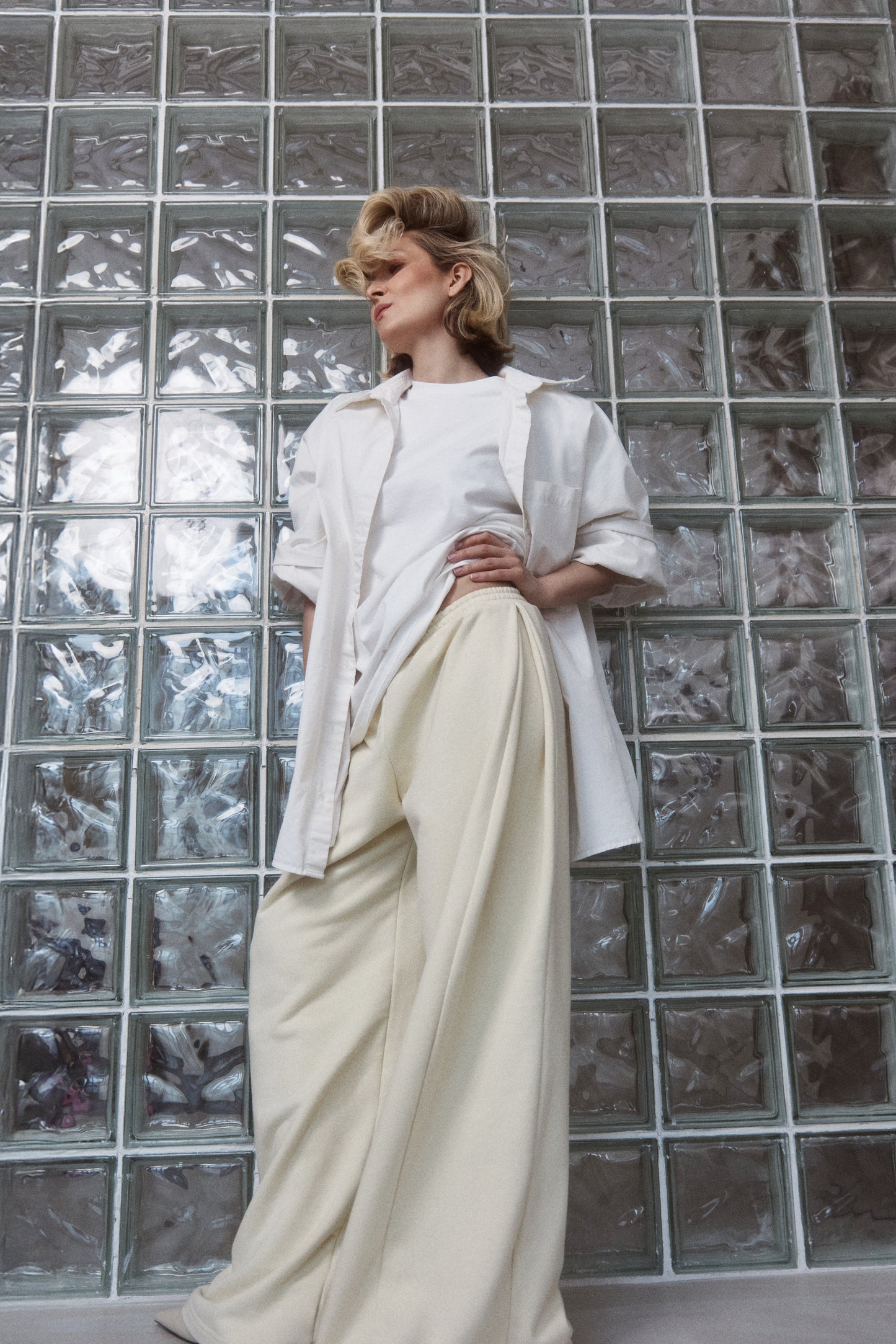 Spodnie Dresowe Typu Wide Leg LE PUMP Buttermilk