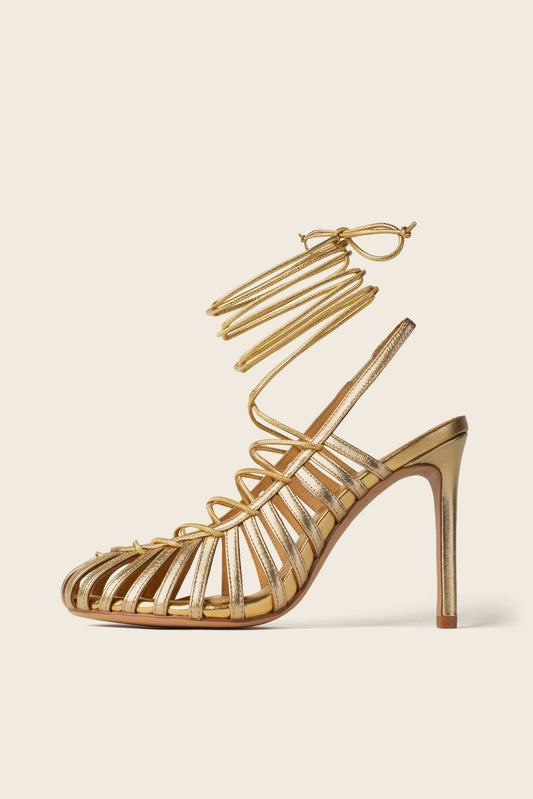 Sandały na obcasie GIGI złote