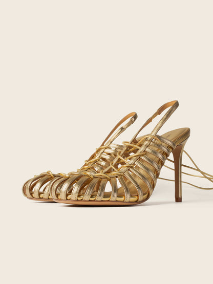 Sandały na obcasie GIGI złote