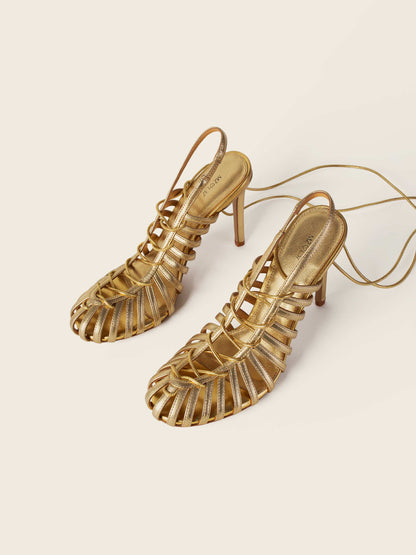 Sandały na obcasie GIGI złote
