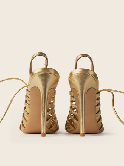 Sandały na obcasie GIGI złote