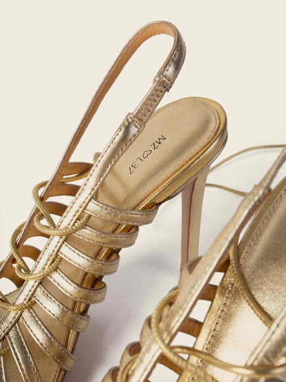 Sandały na obcasie GIGI złote