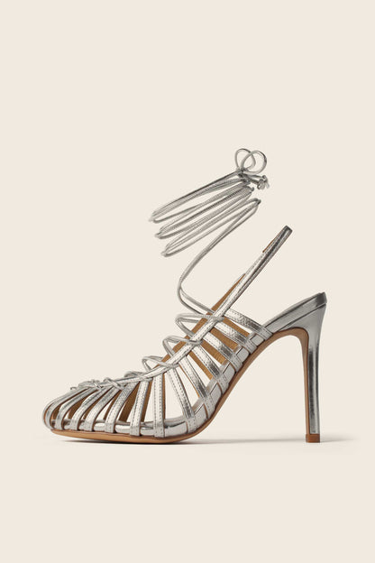 Sandały na obcasie GIGI srebrne