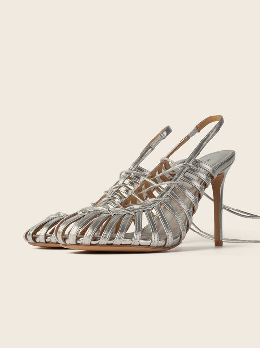 Sandały na obcasie GIGI srebrne