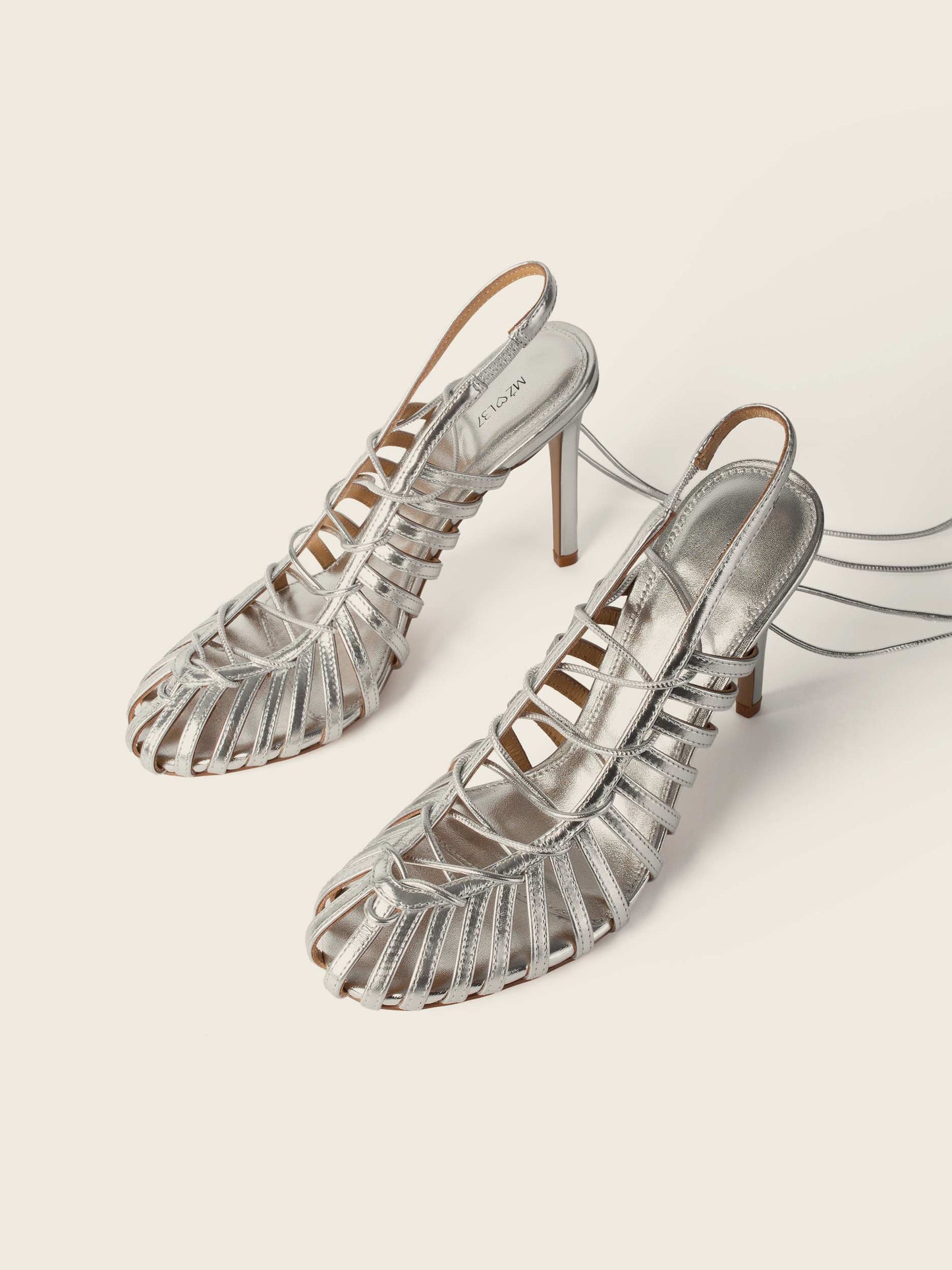 Sandały na obcasie GIGI srebrne