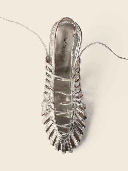 Sandały na obcasie GIGI srebrne