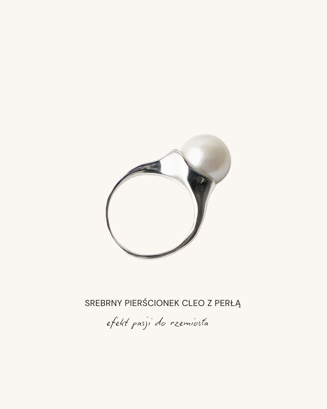 Srebrny Pierścionek CLEO z Perłą