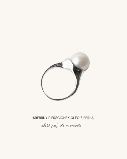 Srebrny Pierścionek CLEO z Perłą