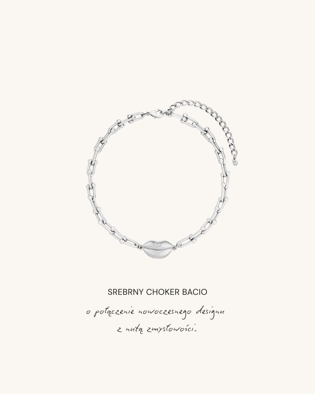Srebrny choker damski BACIO
