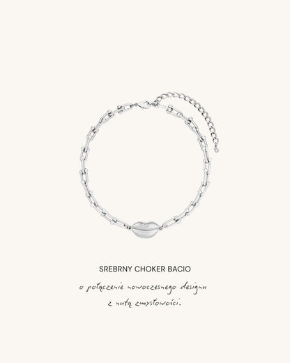 Srebrny choker damski BACIO