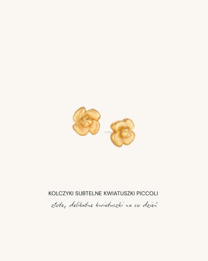 Zlote kolczyki kwiatuszki PICCOLI FIORI marki Beetles, subtelna bizuteria vintage w kolorze zlotym