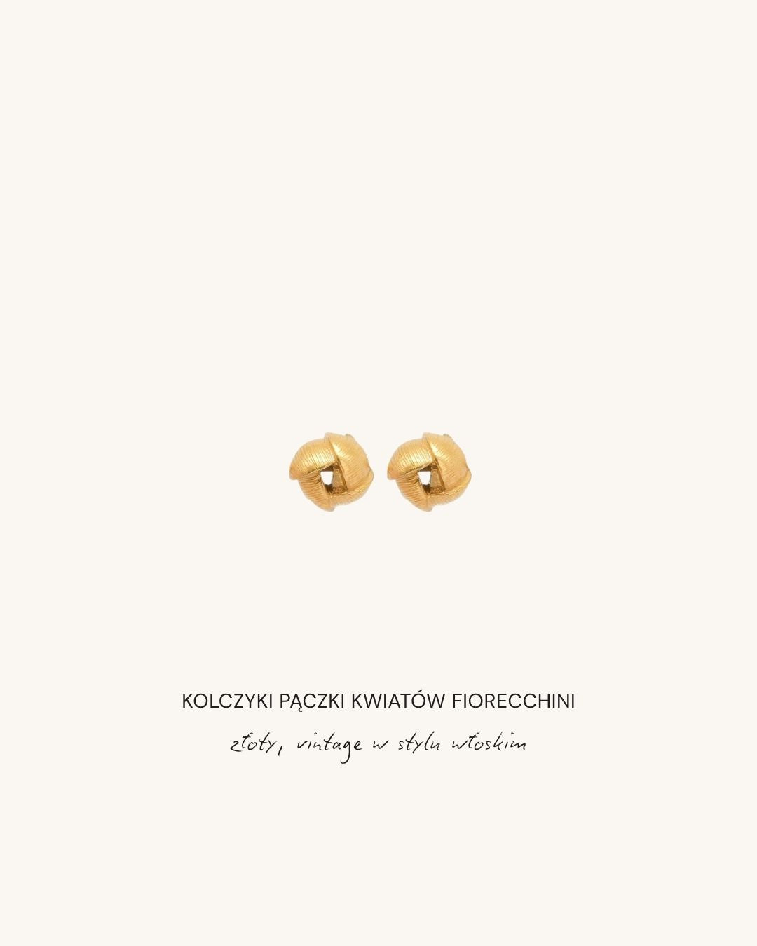 Złote kolczyki w kształcie pączków kwiatów FIORI marki Beetles, biżuteria vintage 