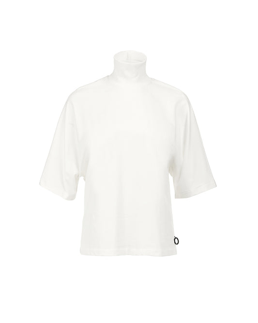 Federico Ivoire bawełniany T-shirt z golfem