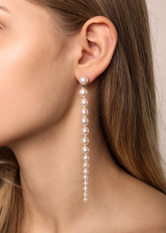 Kolczyki asymetryczne wiszące perły