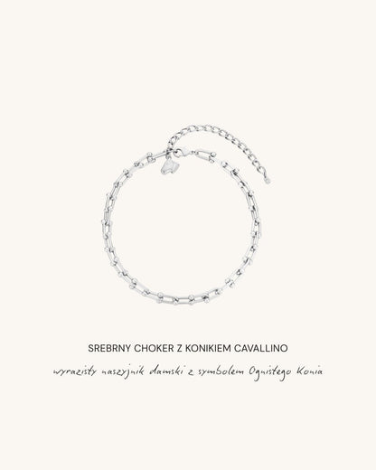 polecany Srebrny choker z konikiem Cavallino 
