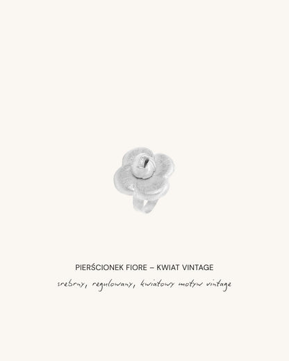 srebrny_pierscionek_ kwiat_fiore _beeles.shop
